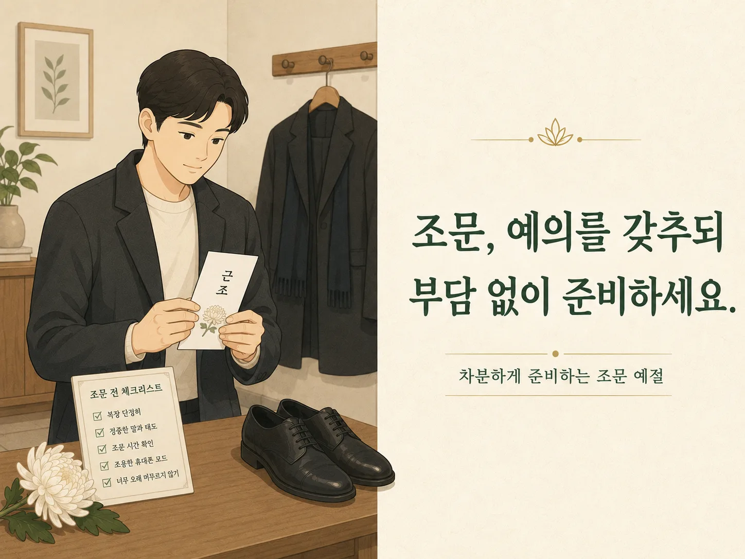 조문, 예의를 갖추되 부담 없이 준비하세요. 대표 이미지