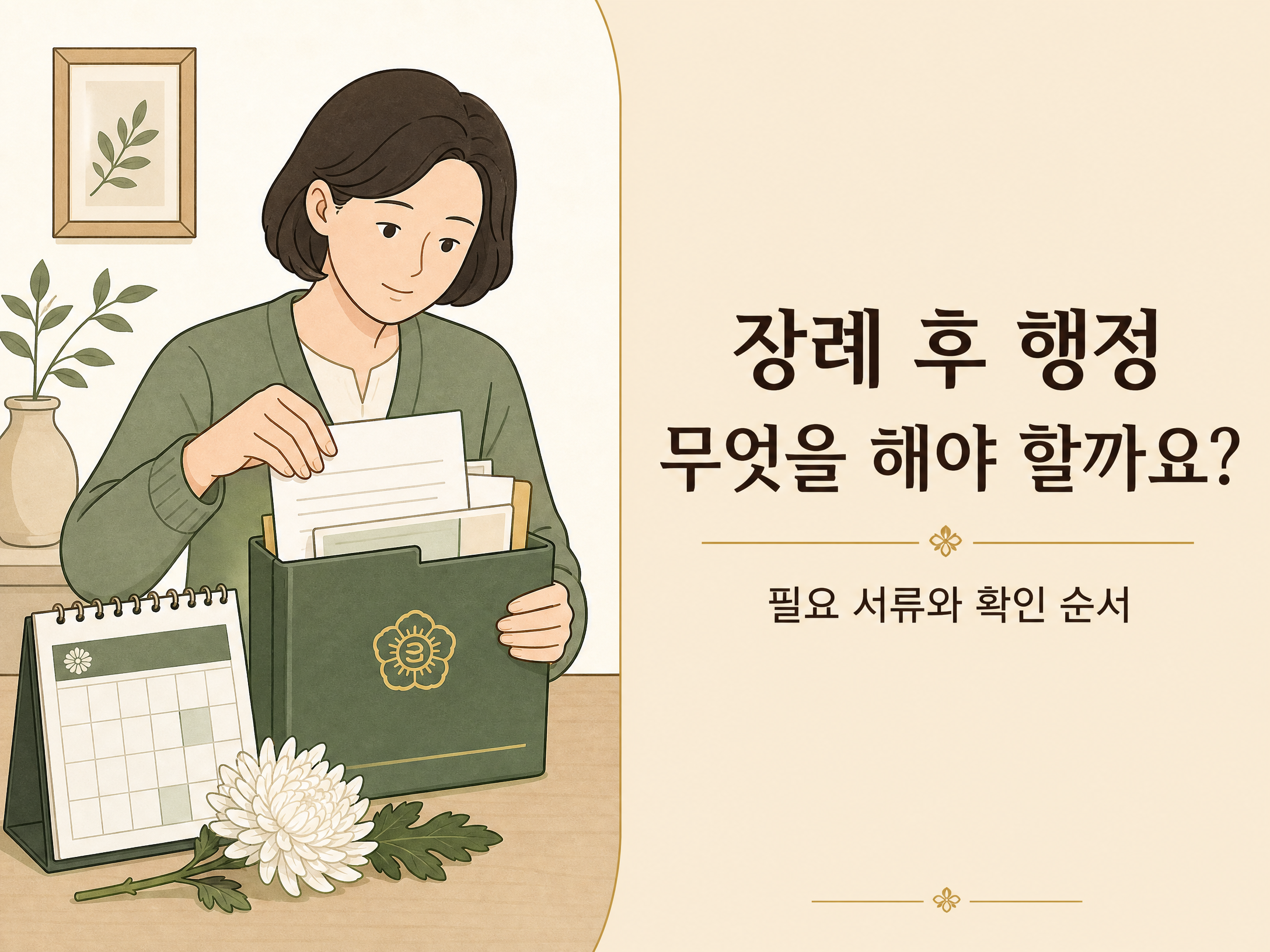 장례 후 행정, 무엇부터 확인해야 할까요? 정보형 일러스트 안내