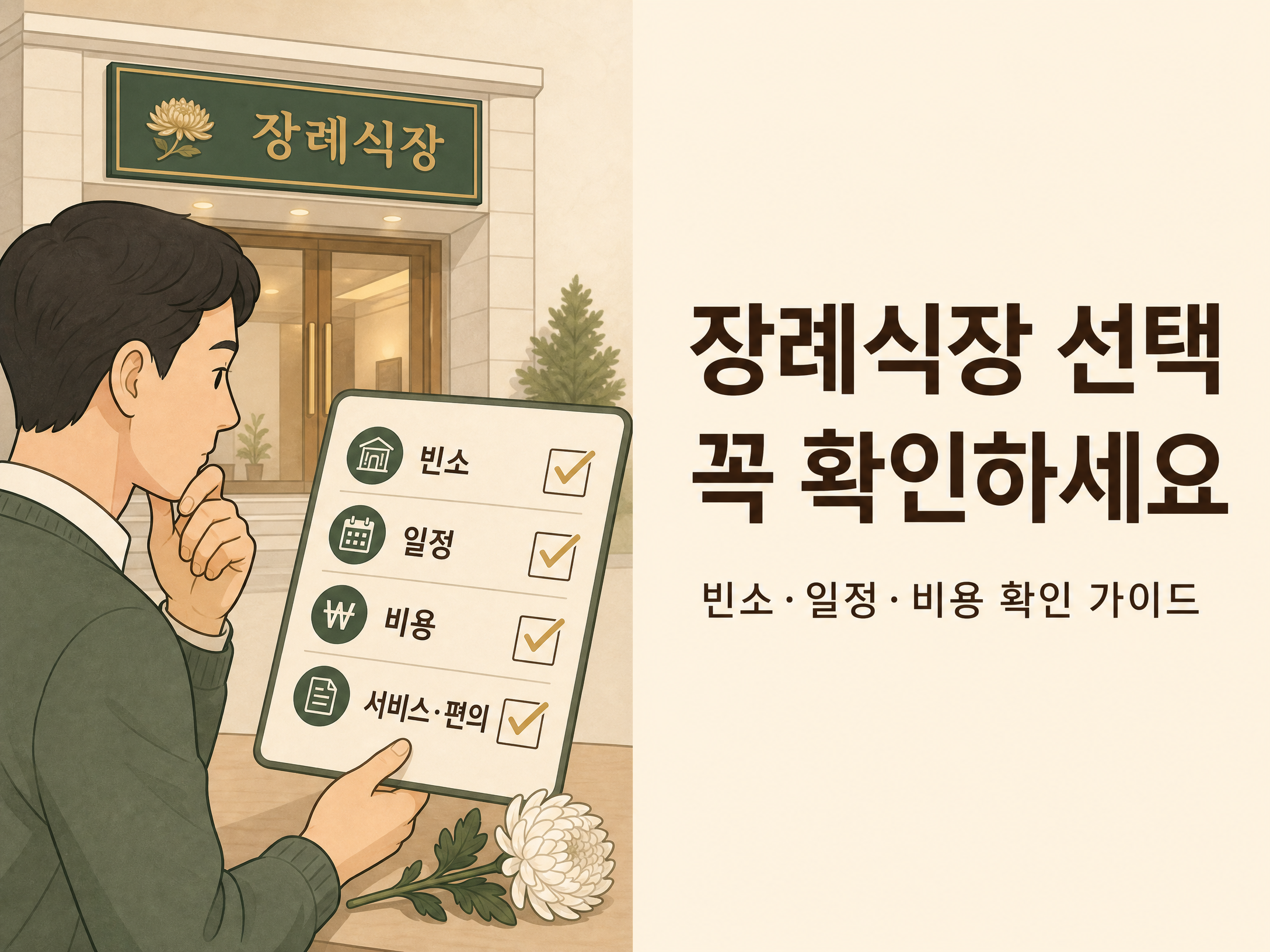 장례식장은 무엇을 확인하고 선택해야 할까요? 정보형 일러스트 안내